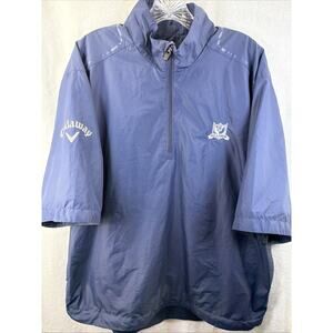 Callaway 1/4 Zip Pullover Windbreaker Jacket "BALLAMOR" Logo-Blue/White-Poly-XL